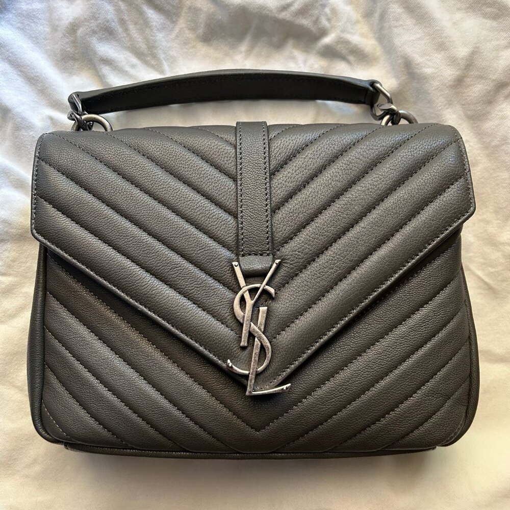 SAINT LAURENT PARIS Hand Bag Grey Leather